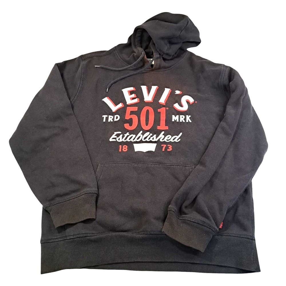 Levi's Hoodie Sweatshirt Mens M‎ Black Long Sleeve Pockets Pullover  Drawstring